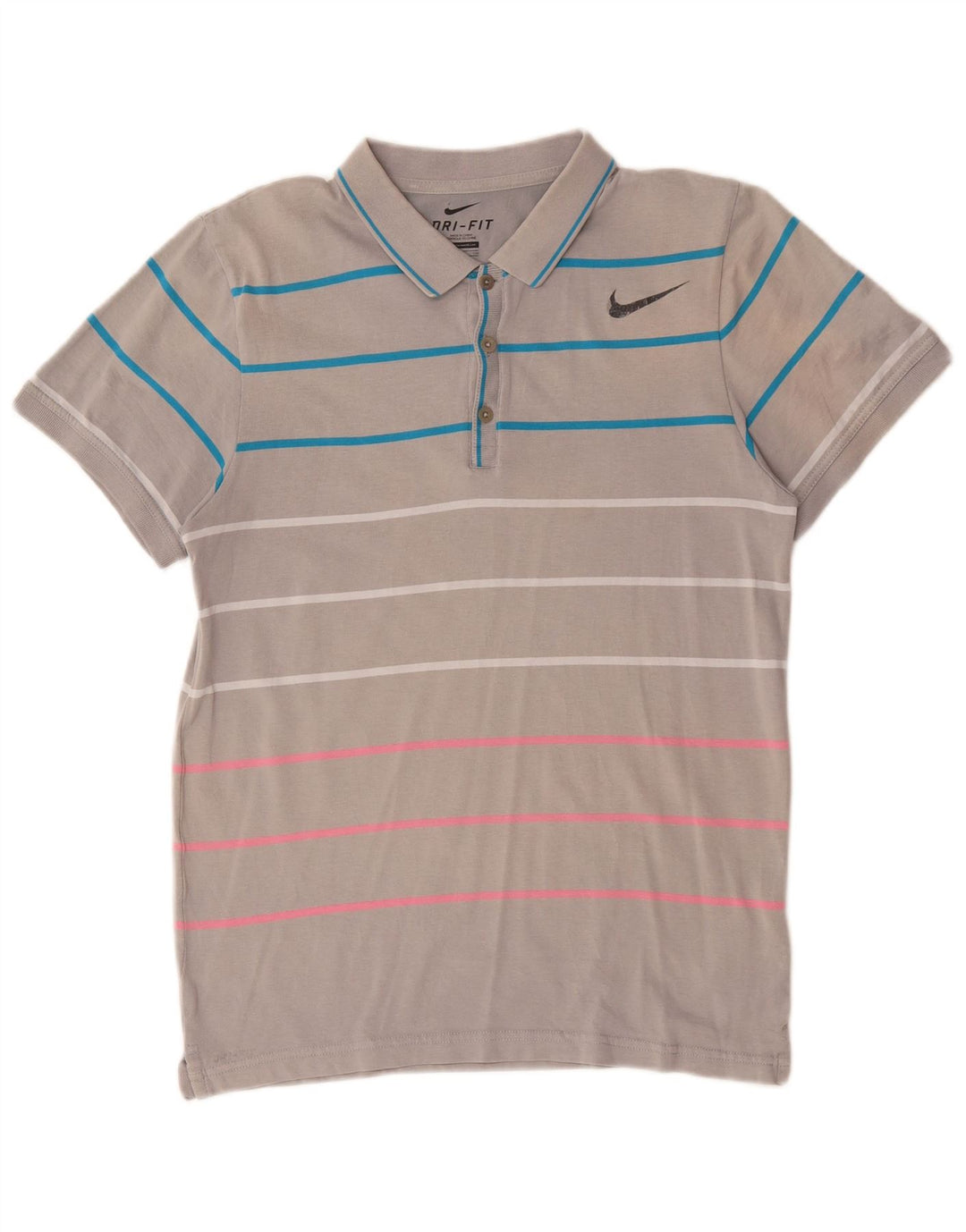 Męska koszulka polo Nike Dri Fit w małe, szare, bawełniane paski