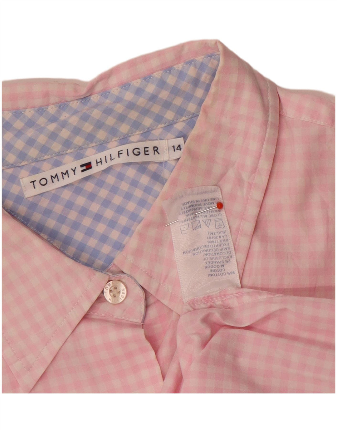 Koszula damska Tommy Hilfiger US 14 XL, różowa bawełniana kratka