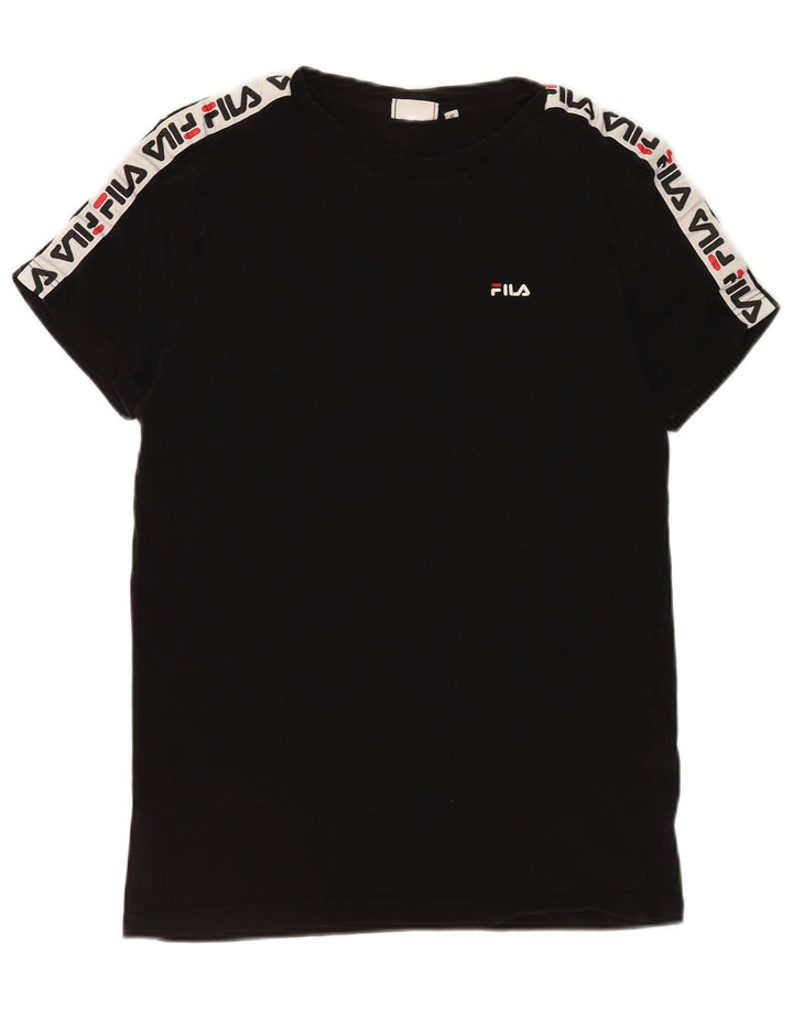 Męski T-shirt z grafiką Fila, mały, czarny, bawełniany