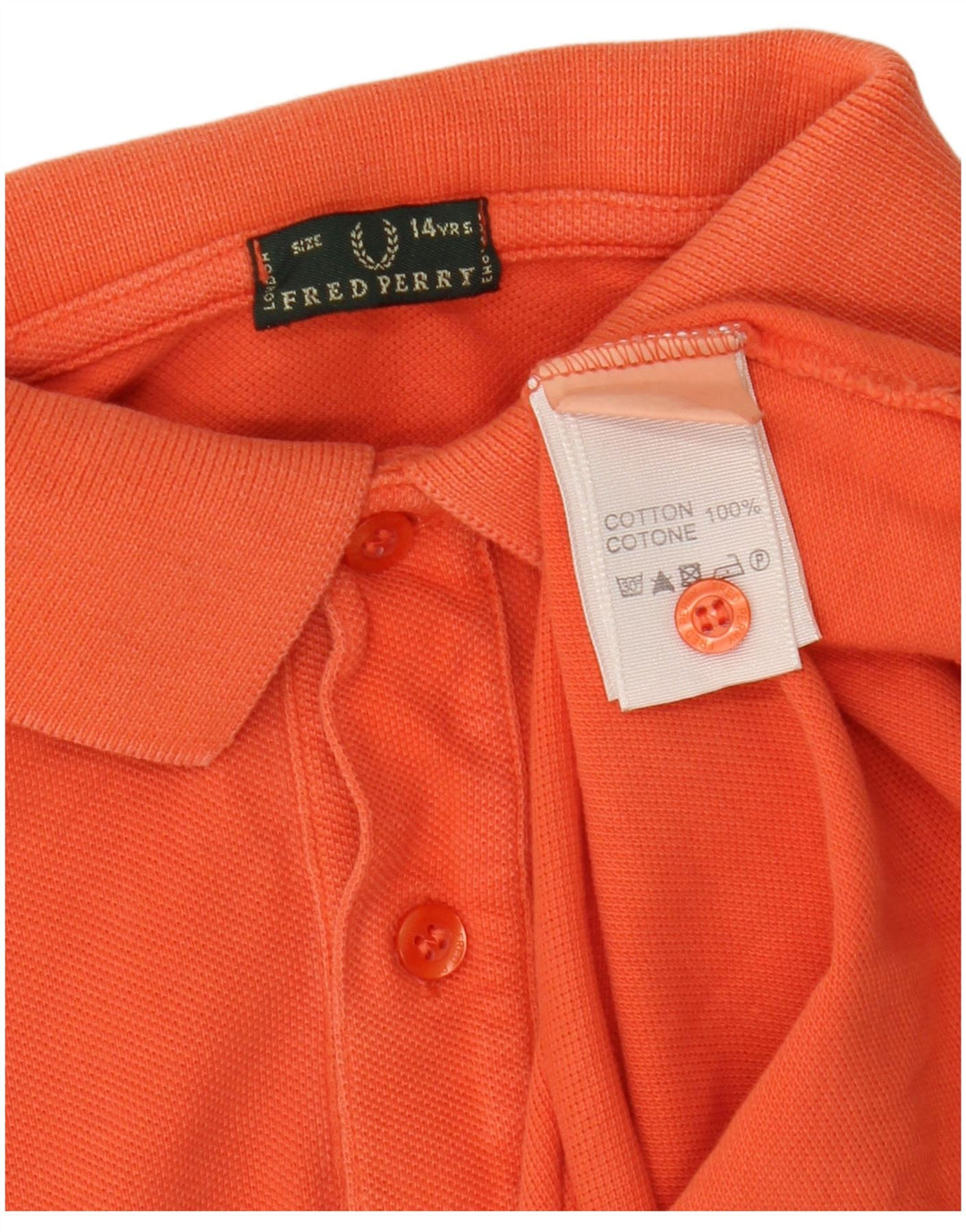 FRED PERRY Boys Polo Shirt 13-14 Years Orange Cotton