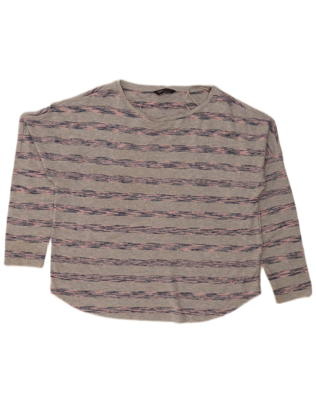 Marks & Spencer Damski top oversize z długim rękawem, UK 16, duże szare paski