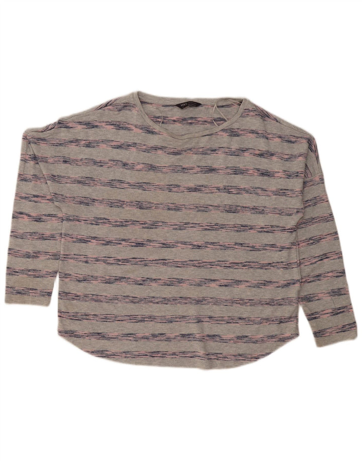 Marks & Spencer Damski top oversize z długim rękawem, UK 16, duże szare paski