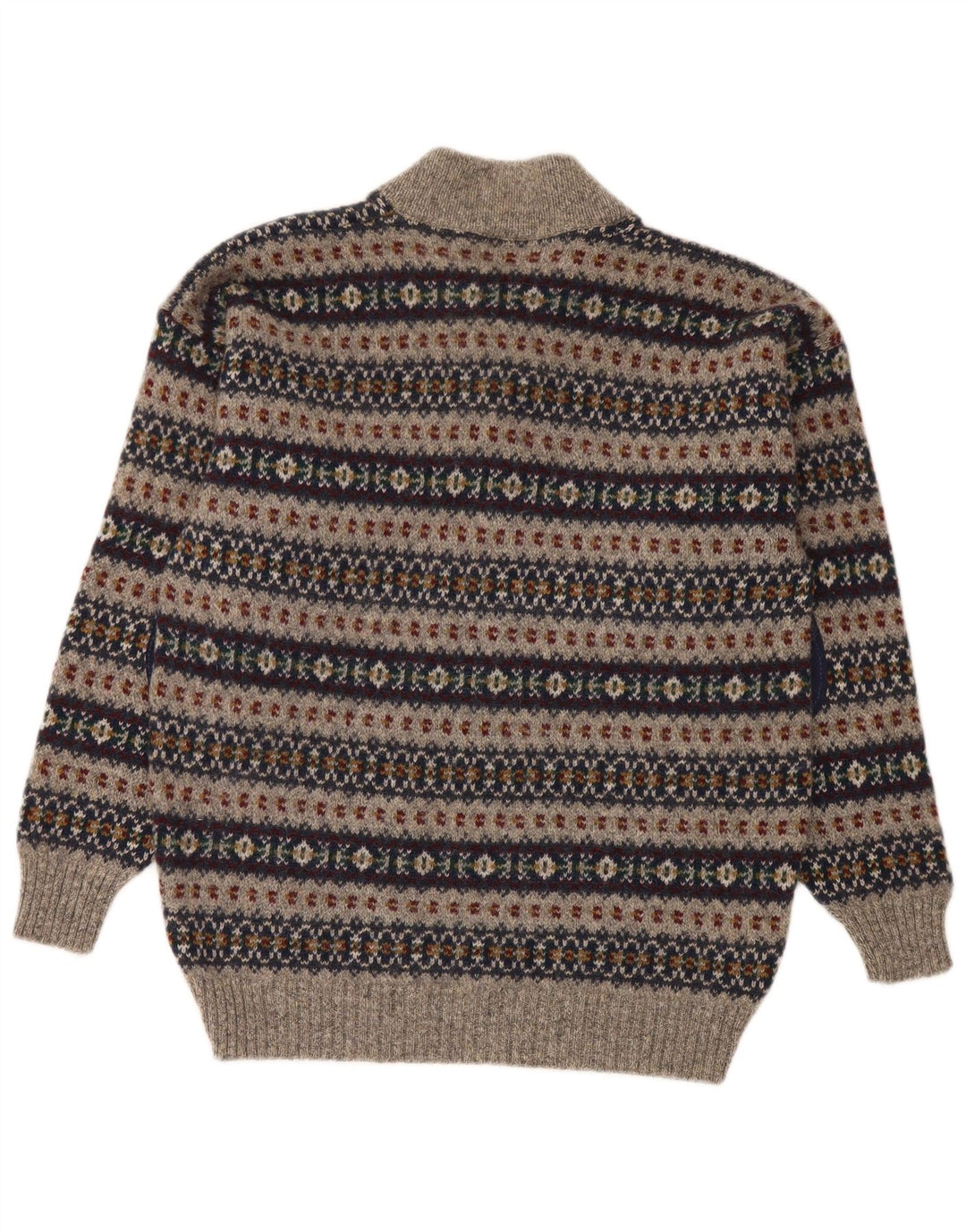 Męski sweter zapinany na guziki Highland Glen Średni szary Fair Isle Wool