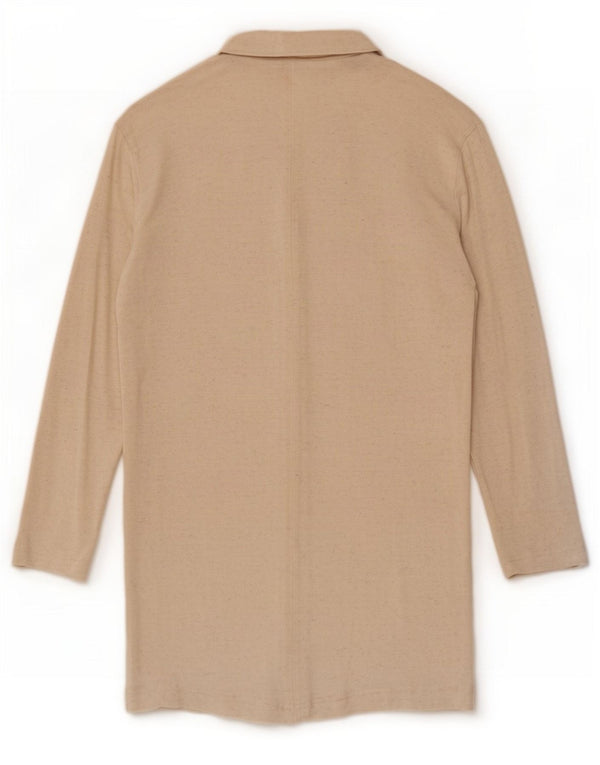 Damski sweter rozpinany Benetton Longline UK 14 średni beż nakrapiany