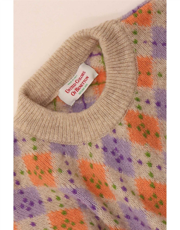 Męski sweter z okrągłym dekoltem Benetton IT 48, średni, wielokolorowy