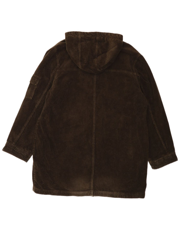 EDDIE BAUER Damski, oversize'owy płaszcz sztruksowy z kapturem, UK 16, duży, bawełniany khaki