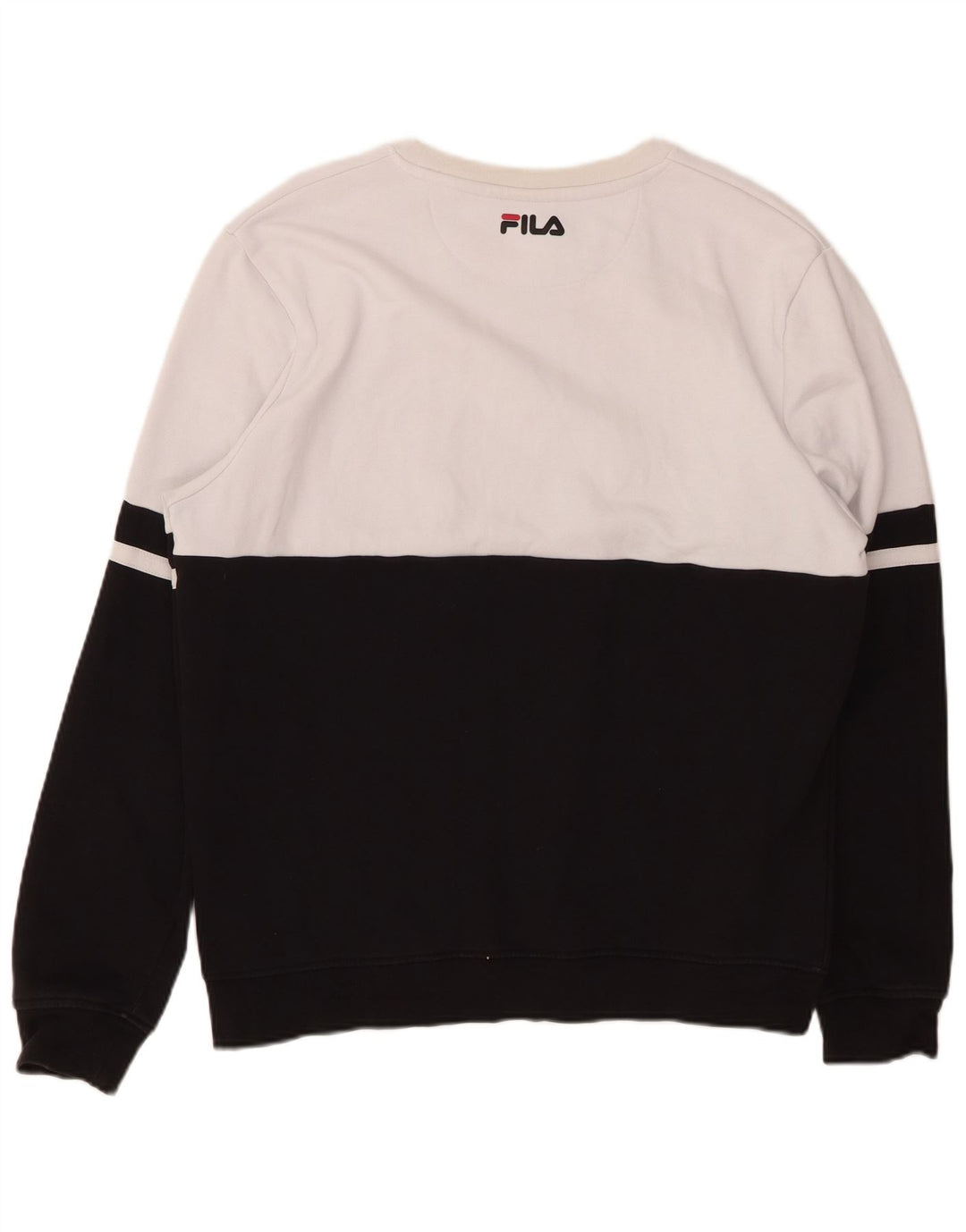 FILA Męska bluza z grafiką, duża, czarna, bawełniana z blokami kolorów