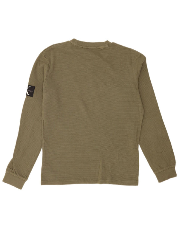 Męski top Calvin Klein Jeans z grafiką, długim rękawem, średniej wielkości khaki, bawełniany