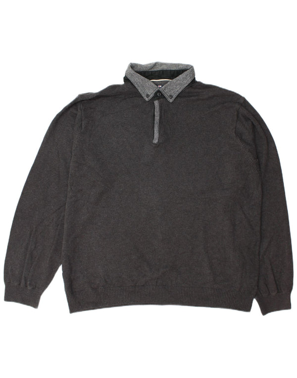 Męska koszulka polo do rugby Marks & Spencer z długim rękawem XL, szara, bawełniana