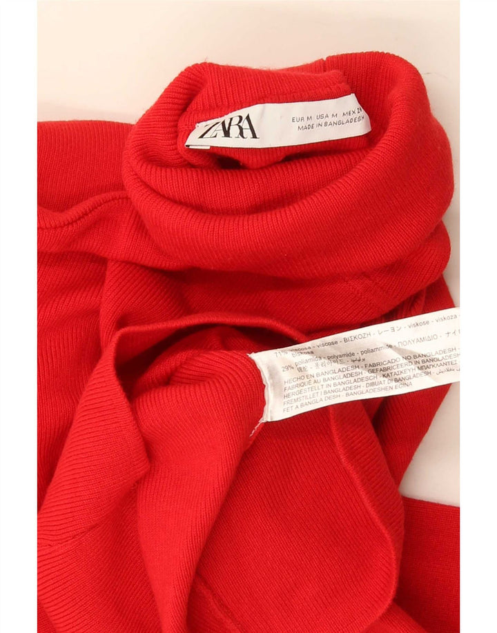 Damski sweter Zara z okrągłym dekoltem UK 12, średni czerwony wiskoza