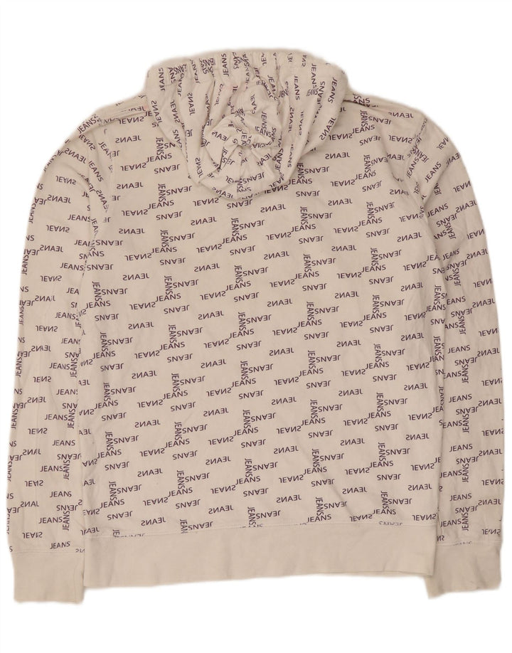 Męski sweter z kapturem Jack & Jones z grafiką, średni, biały, bawełniany