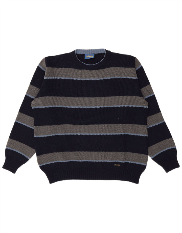 Męski sweter Wrangler z okrągłym dekoltem, w średnie granatowe paski