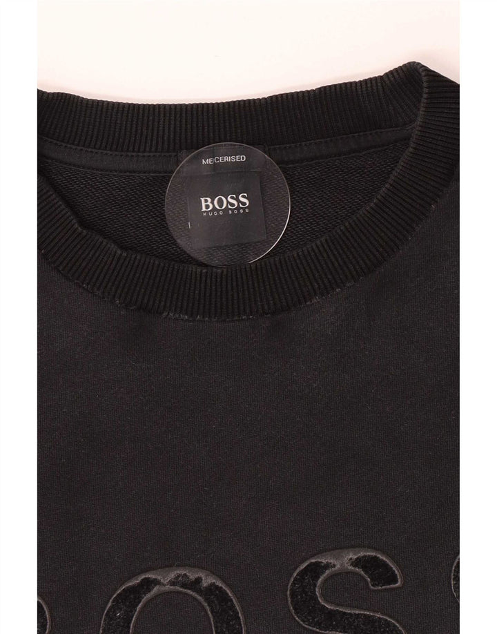 Męska bluza Hugo Boss z grafiką o regularnym kroju, duża, czarna, bawełniana