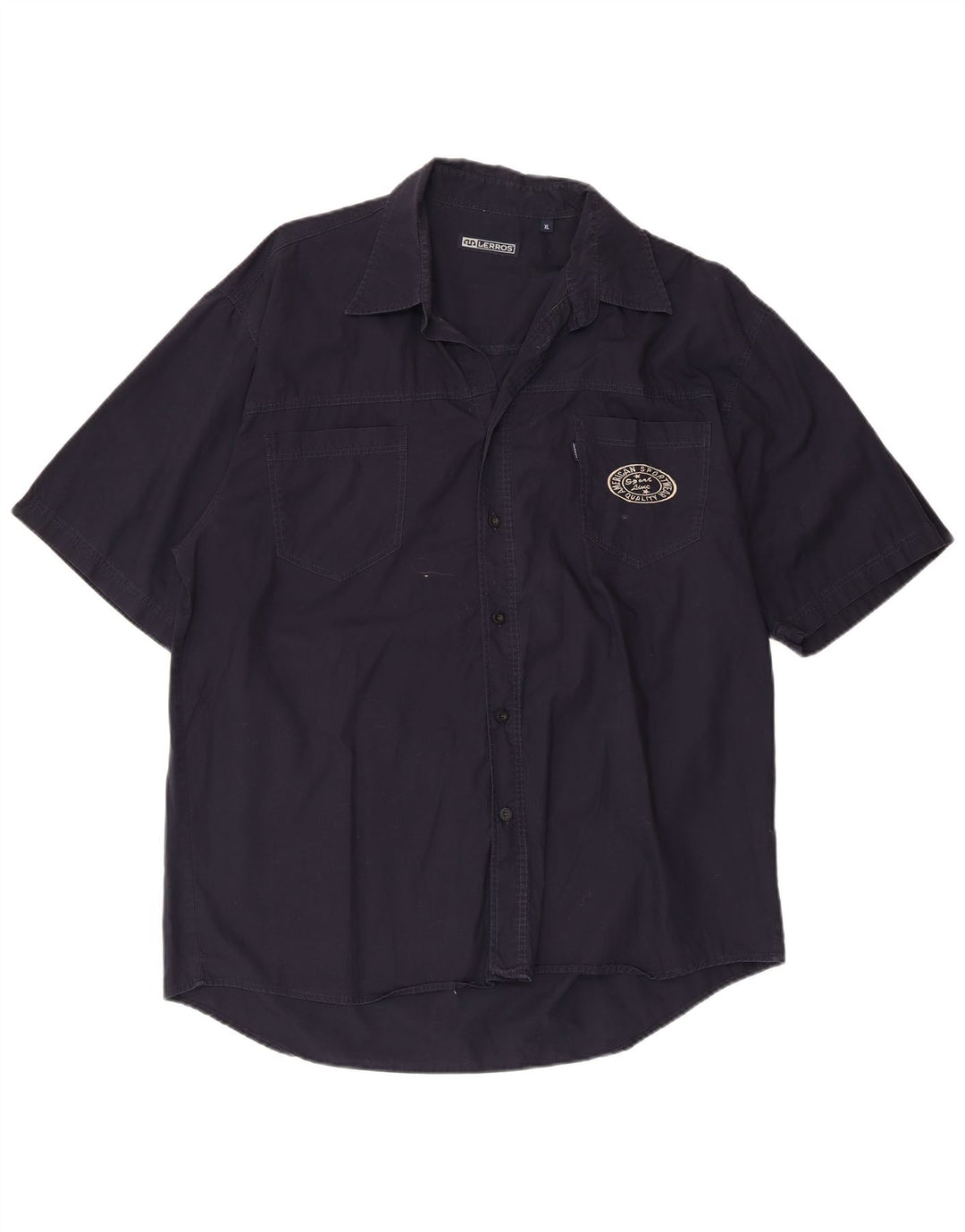 Lerros Męska koszula z krótkim rękawem XL, granatowa, bawełniana