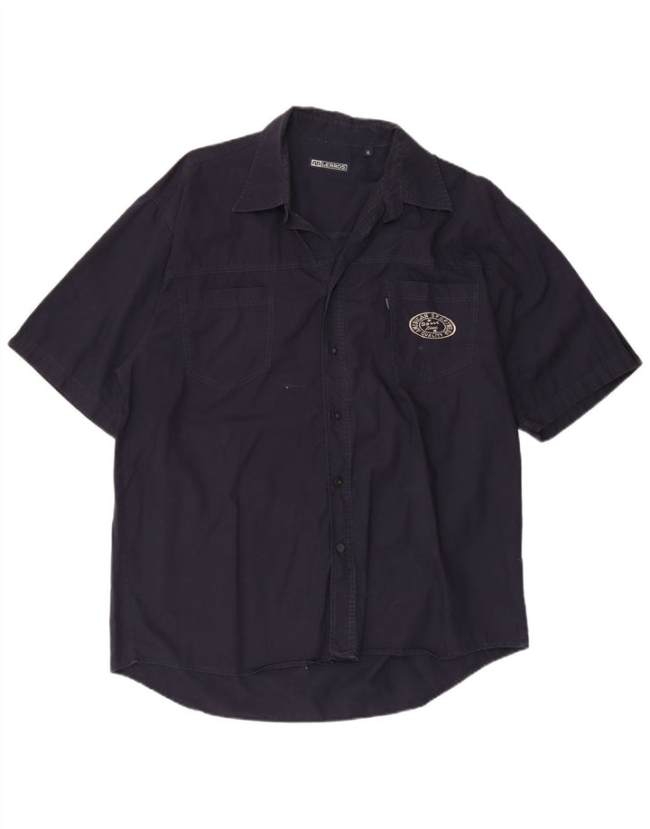 Lerros Męska koszula z krótkim rękawem XL, granatowa, bawełniana