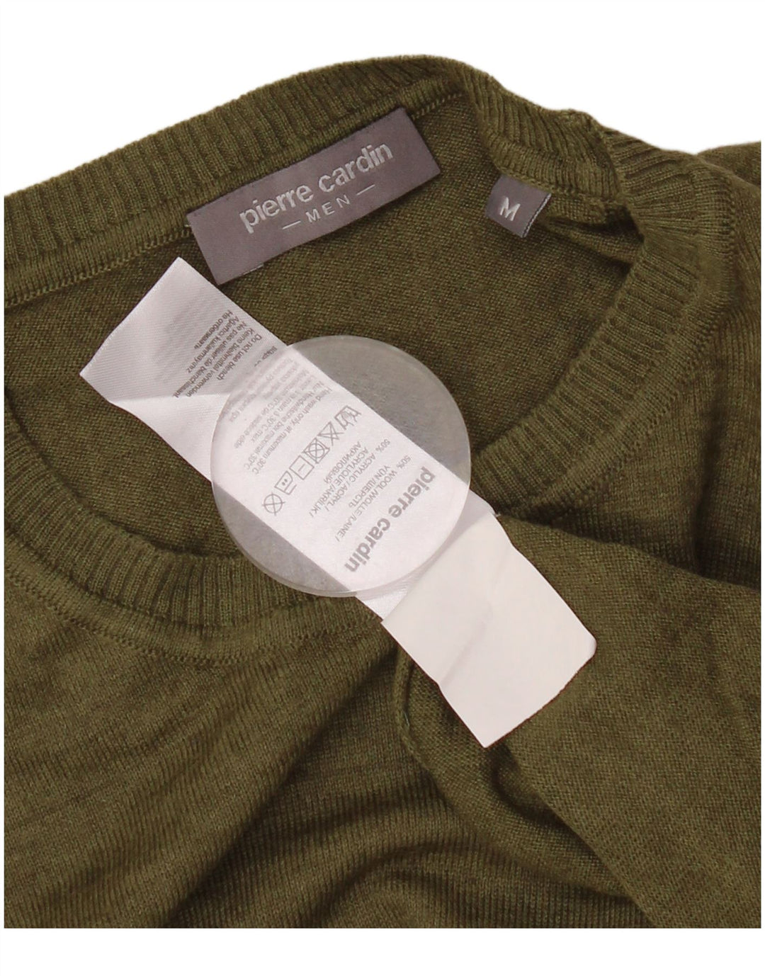 PIERRE CARDIN Męski sweter z okrągłym dekoltem, średnia wełna khaki