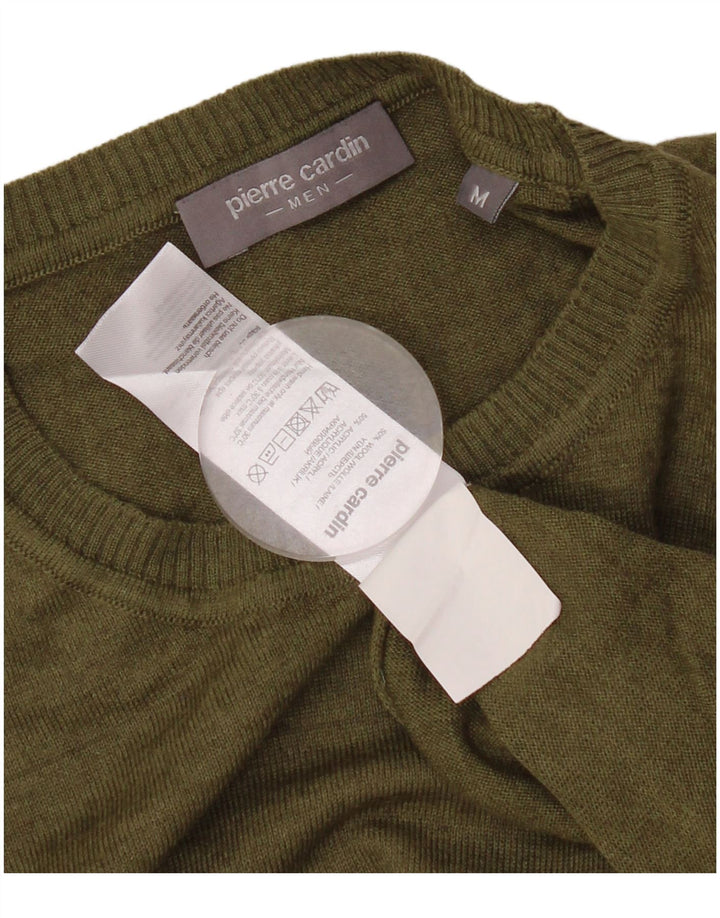 PIERRE CARDIN Męski sweter z okrągłym dekoltem, średnia wełna khaki