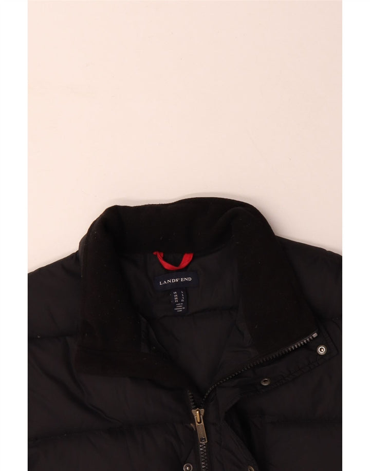 Męska ocieplana kurtka LANDS END UK 40, duża, czarna, nylonowa