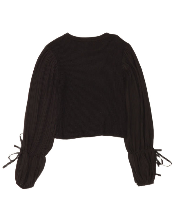 Damska bluzka z krótkim rękawem Zara UK 12, średnia czarna wiskoza