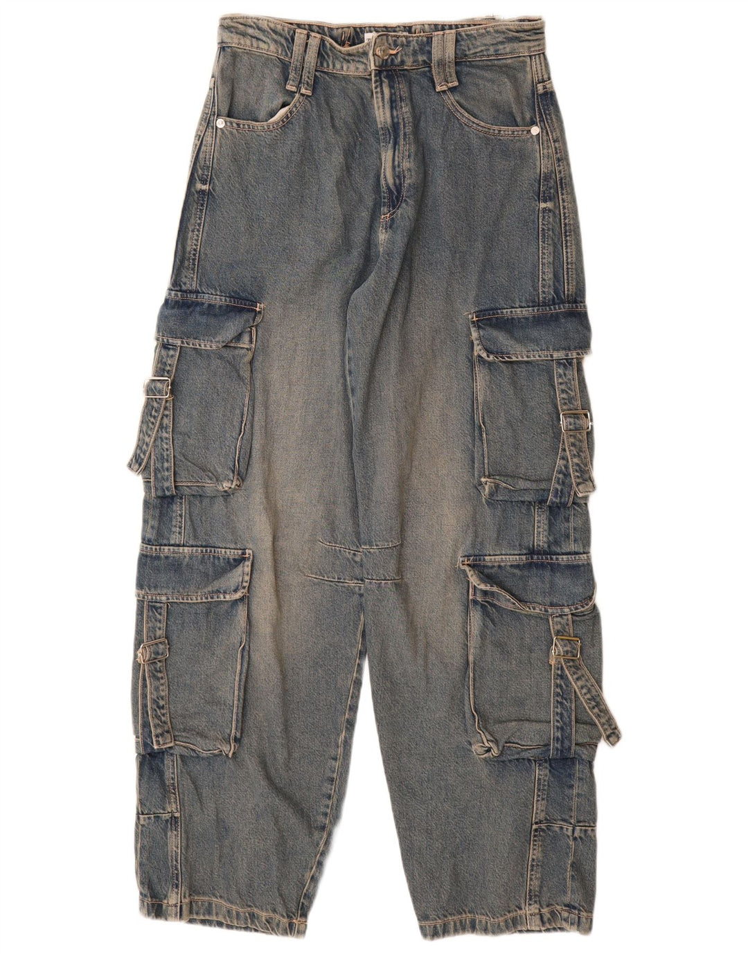 Damskie jeansy Zara Cargo Tapered EU 40 Medium W30 L32 Niebieskie