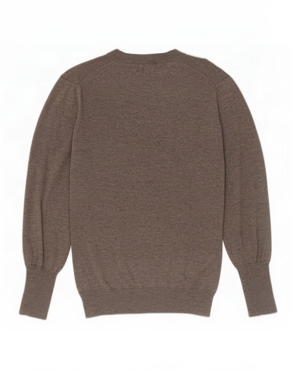 Sweter damski w stylu vintage z dekoltem w łódkę UK 14, duży, szary, nakrapiany kaszmir