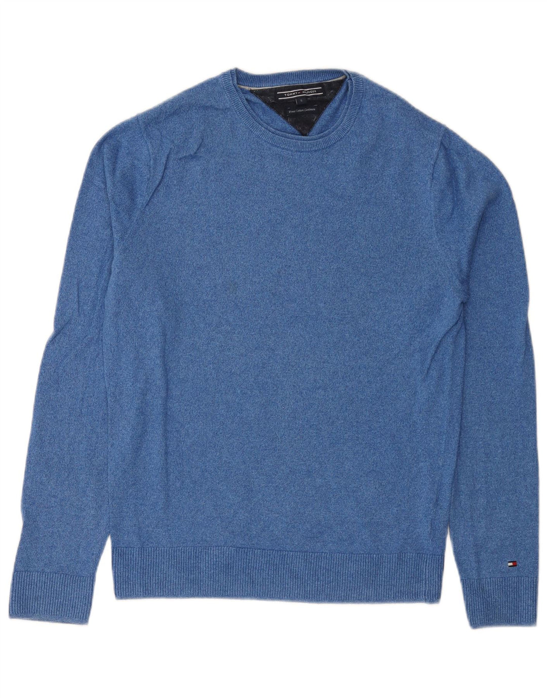 Męski sweter z okrągłym dekoltem Tommy Hilfiger, mały, niebieski, bawełniany