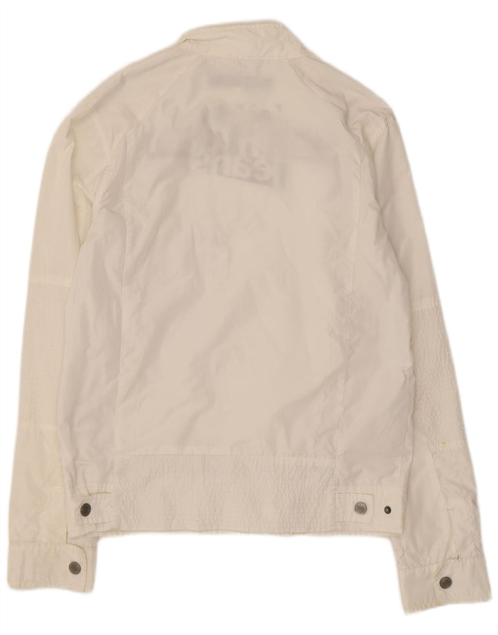 Damska kurtka przeciwdeszczowa Calvin Klein Jeans Graphic UK 10, mała, biała, poliestrowa
