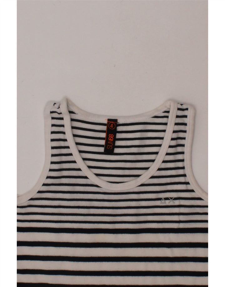 SUN68 Girls Vest Top 3-4 Years White Striped Cotton Vintage Sun68 and Second-Hand Sun68 from Messina Hembry 