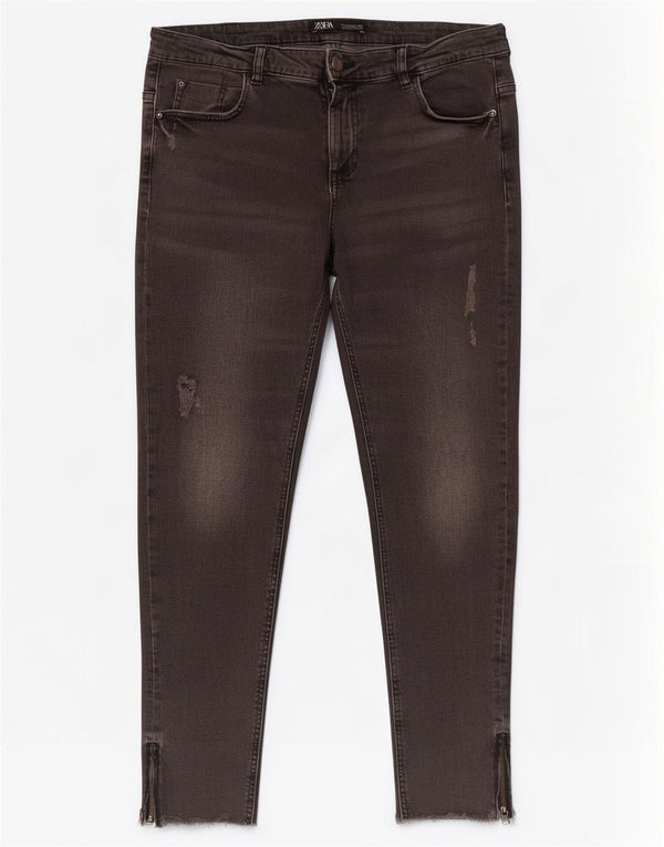 Damskie dżinsy rurki Zara w trudnej sytuacji EU 44 XL W34 L28 czarne