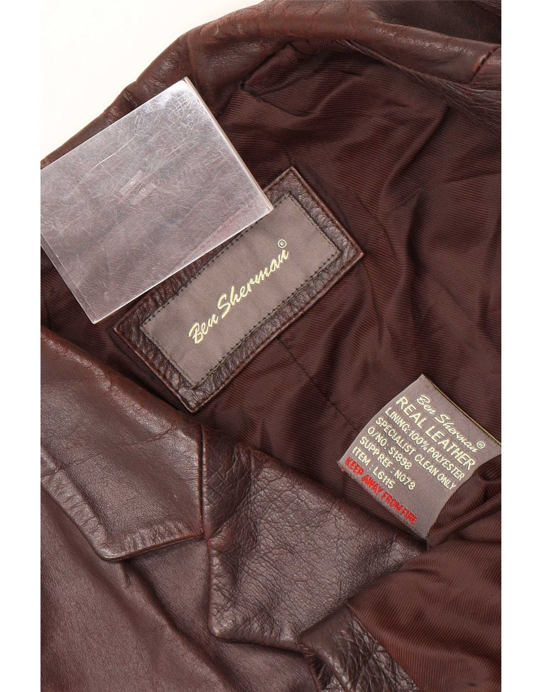 Ben Sherman Męska skórzana marynarka zapinana na 3 guziki UK 38 Średni brąz