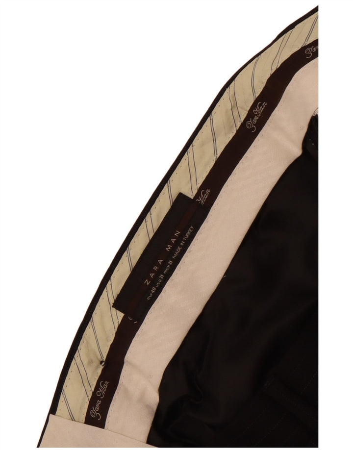 Męskie proste spodnie garniturowe Zara EU 40 Medium W32 L27 Czarne prążki