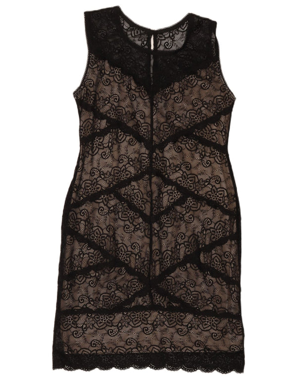 Damska sukienka bez rękawów Oasis UK 14, duża, czarna, w kwiaty, poliamid