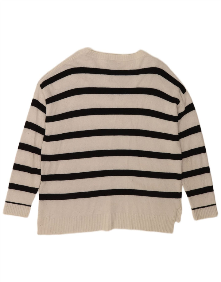 Męski sweter Massimo Dutti z dekoltem w łódkę, wiskoza w średnie białe paski