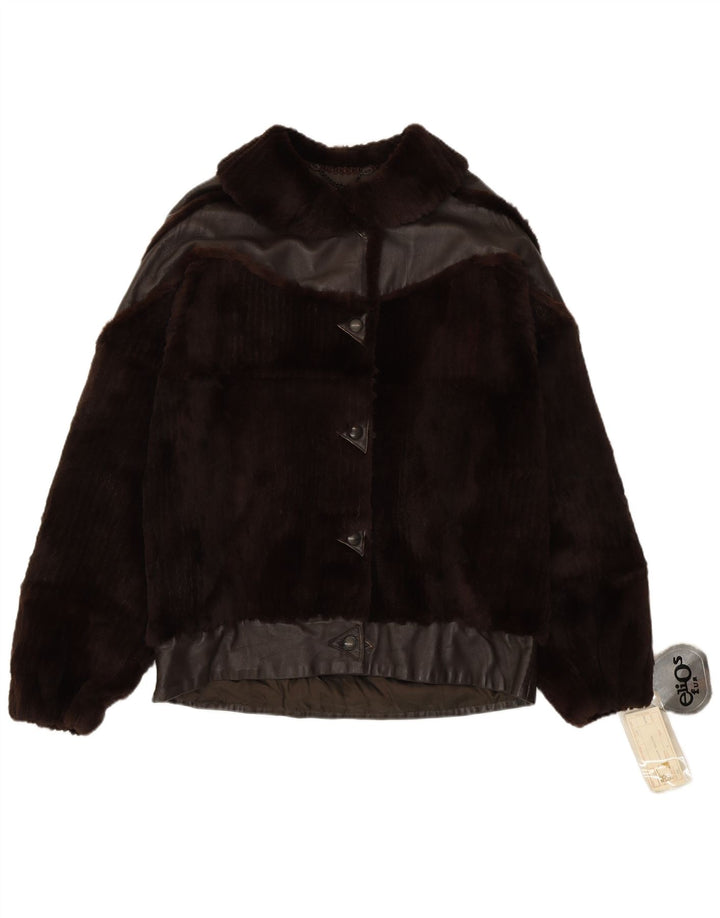 Damska kurtka futrzana Elios IT 44 Średniobrązowa skóra