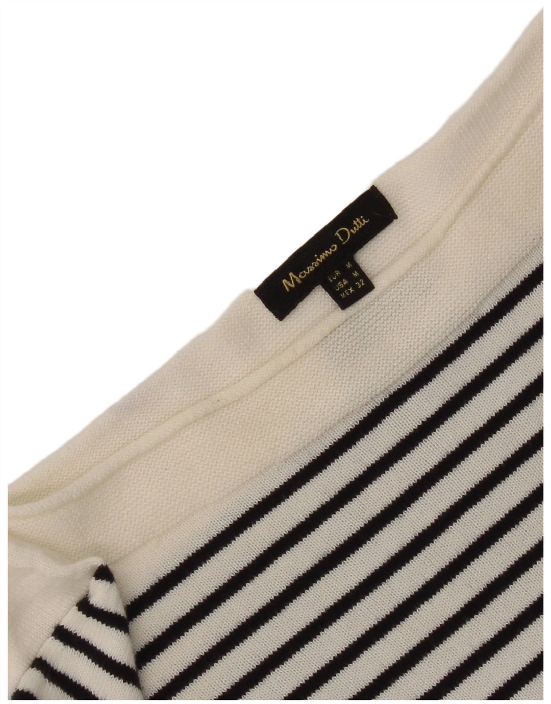 Damski top Massimo Dutti z rękawem 3/4, UK 12, średni, biały, w paski, morski