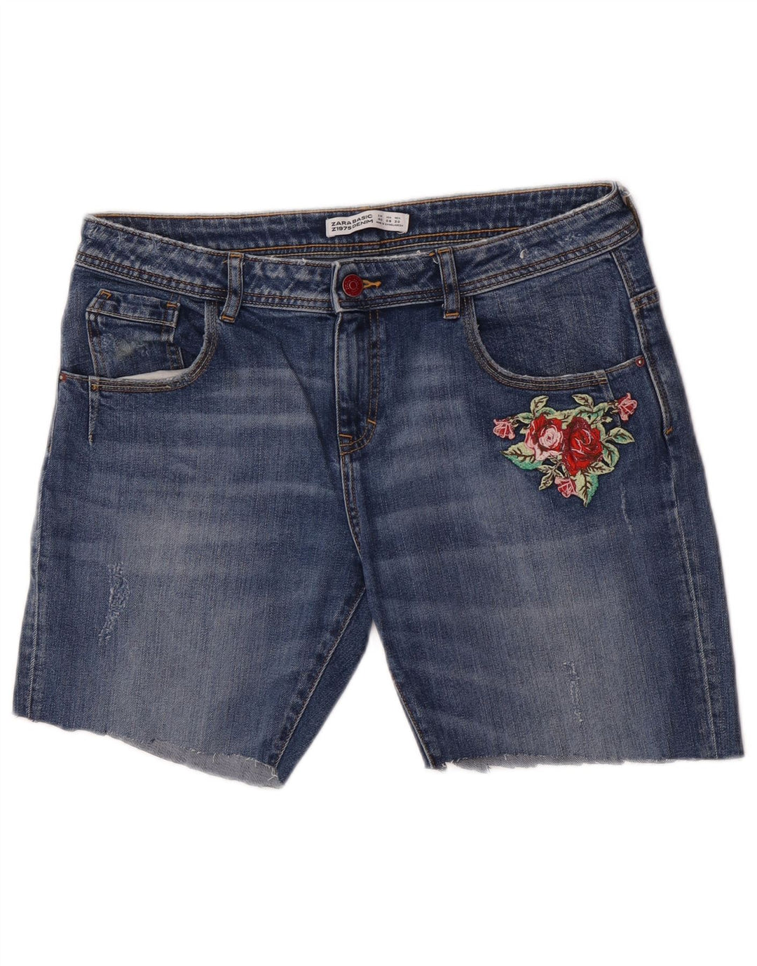 Damskie spodenki jeansowe Zara EU 40 Medium W30 Niebieskie kwiaty