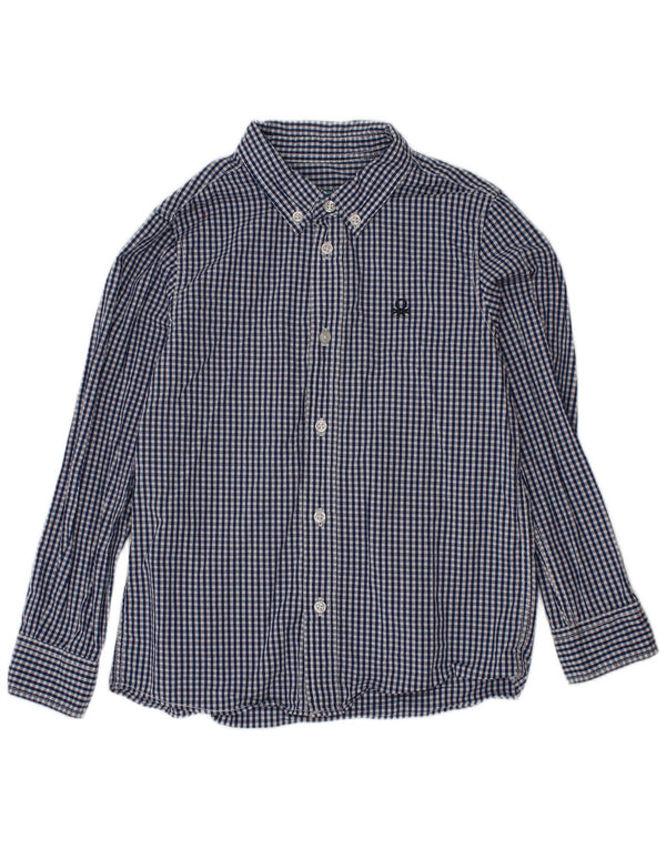 Koszula chłopięca Benetton 6-7 lat, mała, granatowa, bawełniana w kratkę