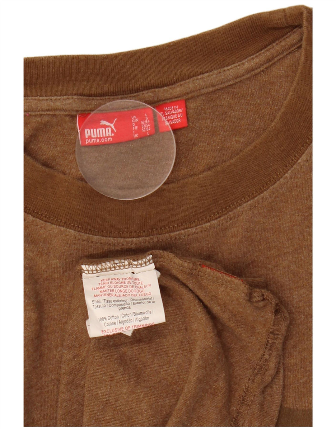 Męski T-shirt Puma o regularnym kroju z grafiką, duży, brązowy, bawełniany