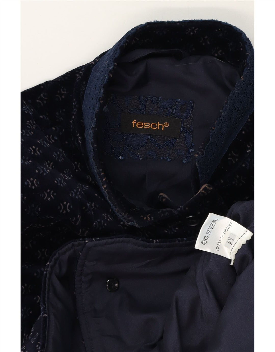 Vintage damska marynarka zapinana na 7 guzików UK 12, średnia, granatowa, bawełniana w cętki