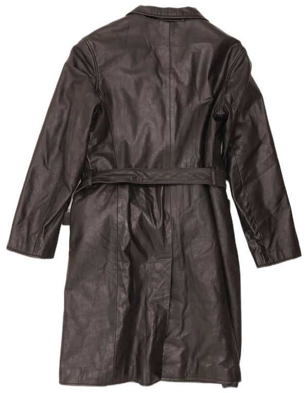 Vintage Womens Leather Coat IT 48 XL Black