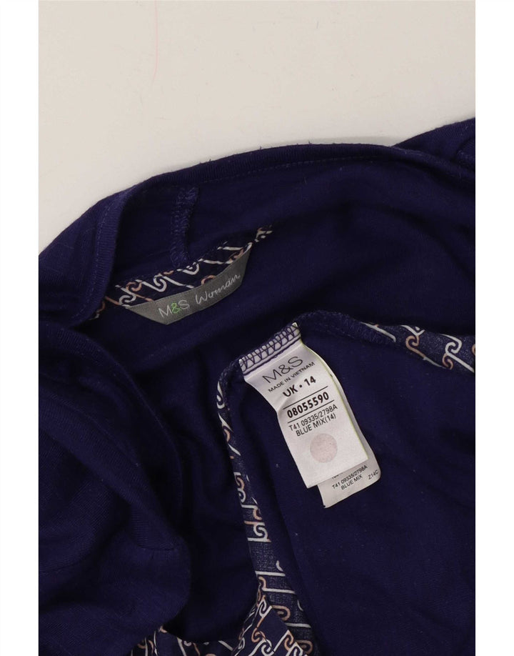 Marks & Spencer Damski sweter rozpinany UK 14, średni niebieski poliester