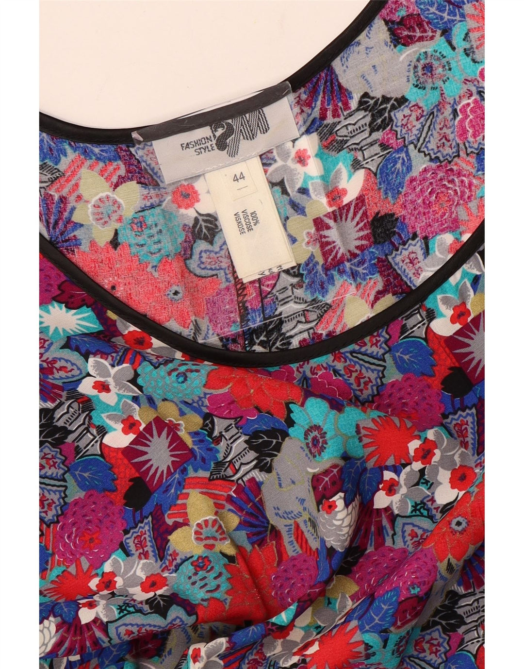 VINTAGE damska sukienka o linii A EU 44 XL wielokolorowa wiskoza w kwiaty