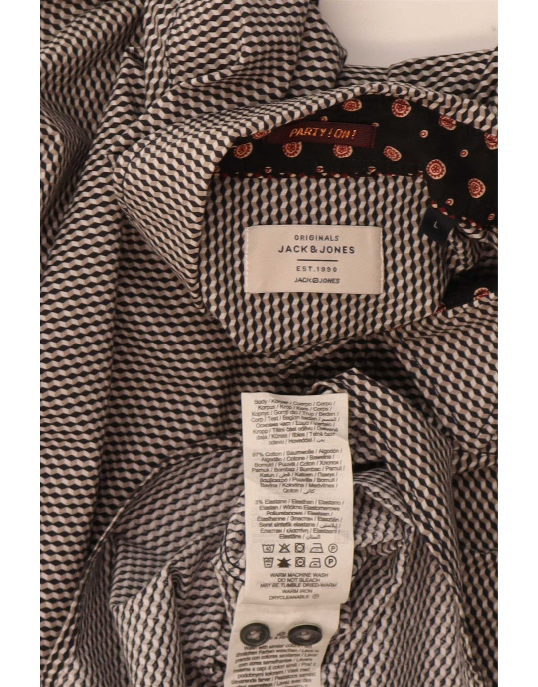 Koszula męska Jack & Jones, duża, szara, z geometrycznej bawełny