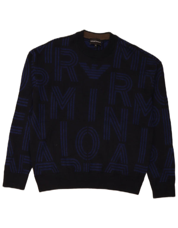 Męski sweter z okrągłym dekoltem Emporio Armani, średni granatowy