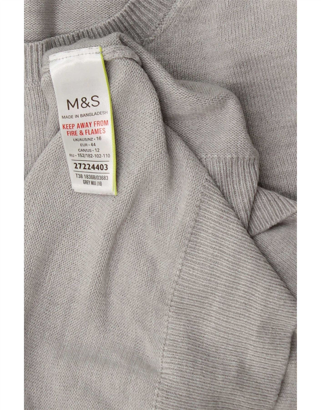 Marks & Spencer Damski sweter z okrągłym dekoltem, UK 16, duży, szary