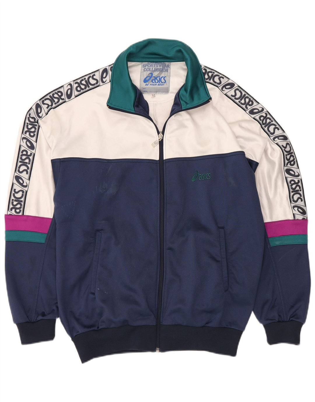 Męska kurtka dresowa ASICS IT 52 z dużym granatowym blokiem kolorów