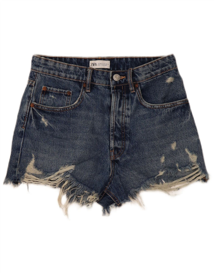 Damskie spodenki jeansowe Zara w trudnej sytuacji EU 38 Small W28 niebieskie