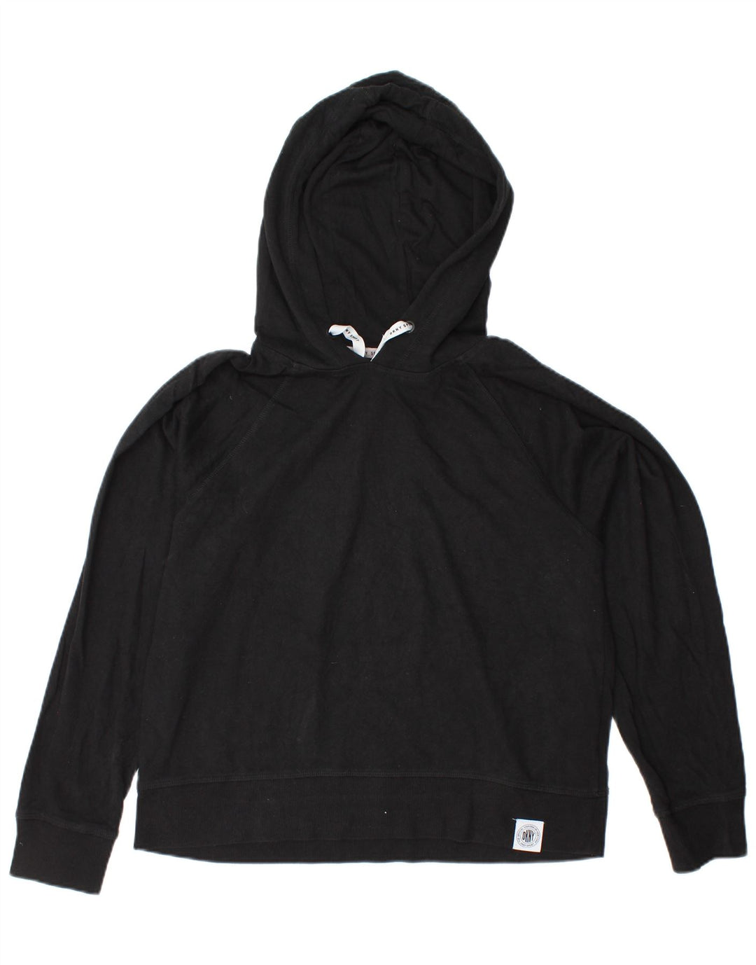 Damski sweter z kapturem DKNY UK 14, średni czarny, bawełniany