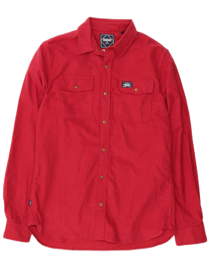 Koszula męska Superdry, bawełniana, w kolorze średnio czerwonym