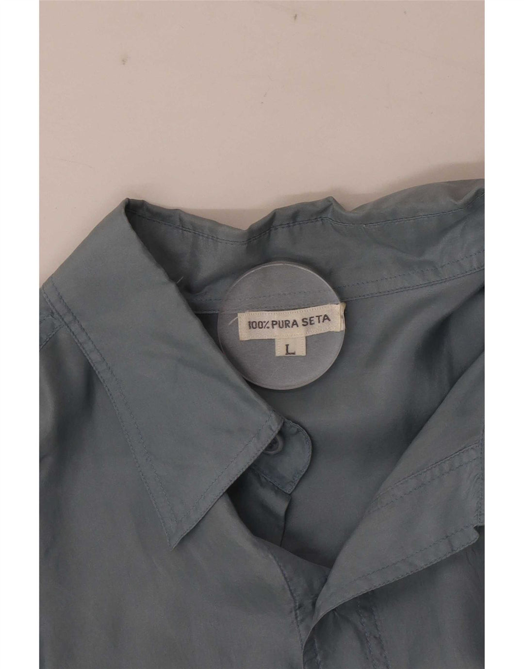 Koszula męska z krótkim rękawem w stylu vintage, duża, niebieska, jedwabna